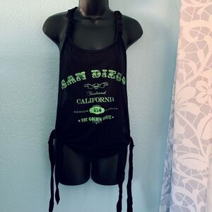 Exist Miami Black & Neon Green San Diego Graphic Tank Top Size Medium
